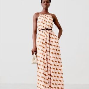 Banana Republic Pink and Brown Geometric Maxi Dress